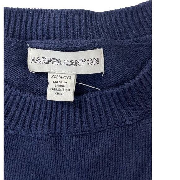 Harper Canyon Girls Navy Peacoat String Lights Sequin Sweater Size X Large 14/16 - Picture 9 of 11